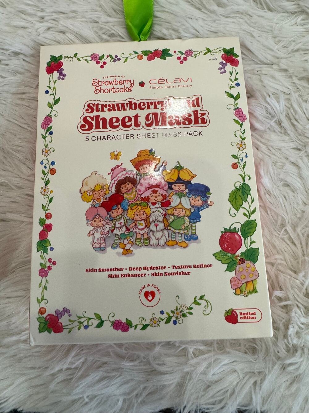 Celavi Strawberry Shortcake sheet mask pack with 5 character masks